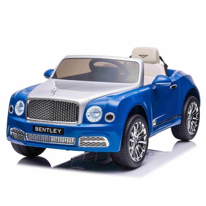 Blue and silver coloured, Bentley, kids battery powered ride-on car, convertible.X