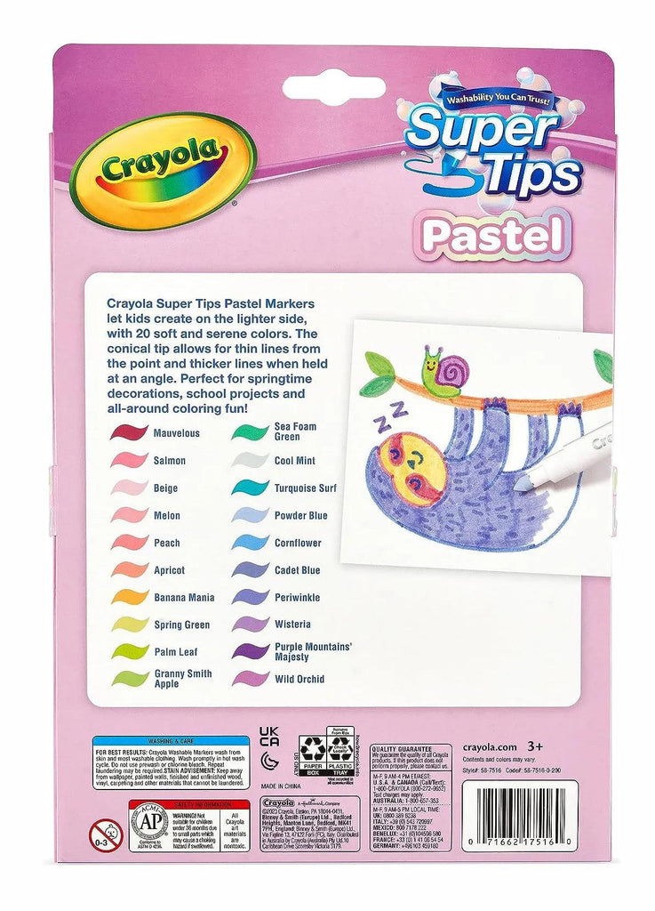 CRAYOLA Pastel SuperTips Washable Markers (Pack of 20) - TOYBOX Toy Shop