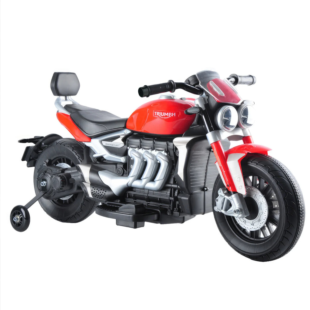 Triumph Rocket 3GT Electric 12V Battery Powered Ride-On Motorbike with Stabilisers - Red - TOYBOX Toy Shop