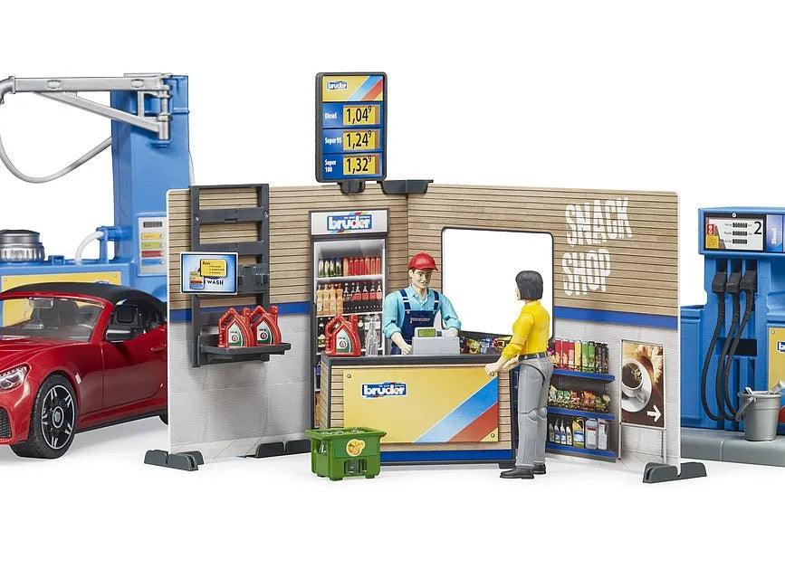 BRUDER Bworld Filling Station with Vehicle and Car Wash - TOYBOX Toy Shop