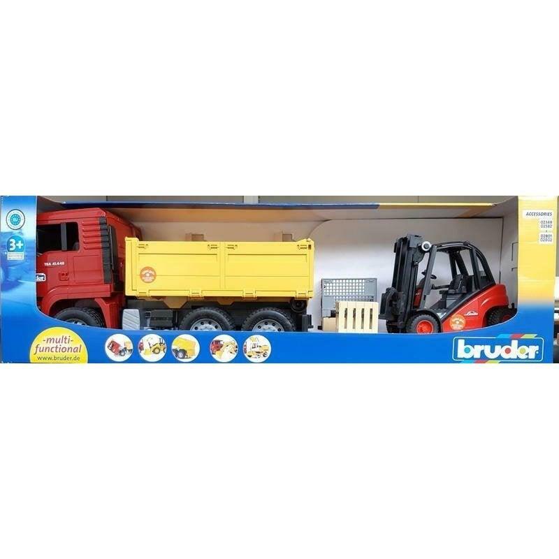 Bruder Earthmoving Truck Man With Linde Lifting With 2 Pallets - TOYBOX Toy Shop