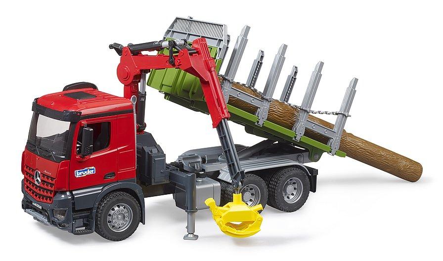 BRUDER MB Arocs Timber Truck with Loading Crane, Grab and 3 Trunks - TOYBOX Toy Shop