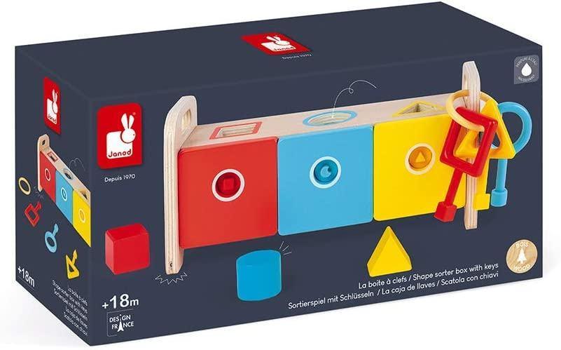 Janod Essentiel Shape Sorter Box With Keys - TOYBOX Toy Shop