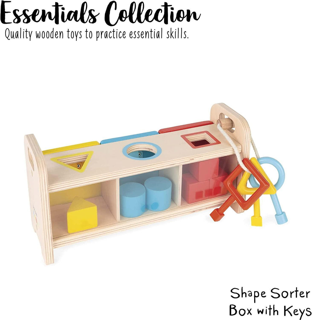 Janod Essentiel Shape Sorter Box With Keys - TOYBOX Toy Shop