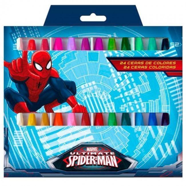 Marvel Ultimate Spiderman 24 Coloured Crayons - TOYBOX Toy Shop