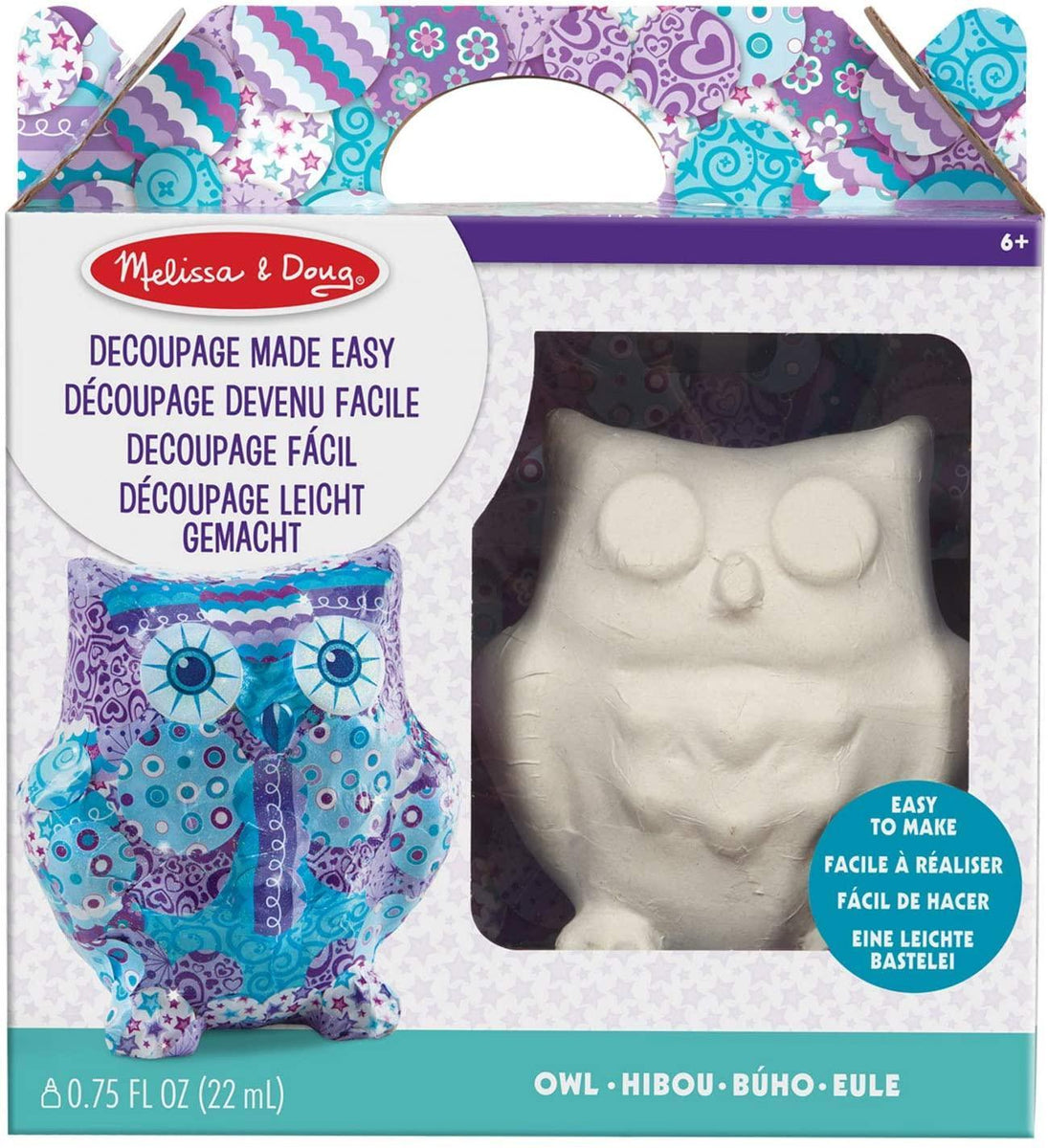 Melissa & Doug 40306 Decoupage Made Easy Owl Paper Mache Craft Kit