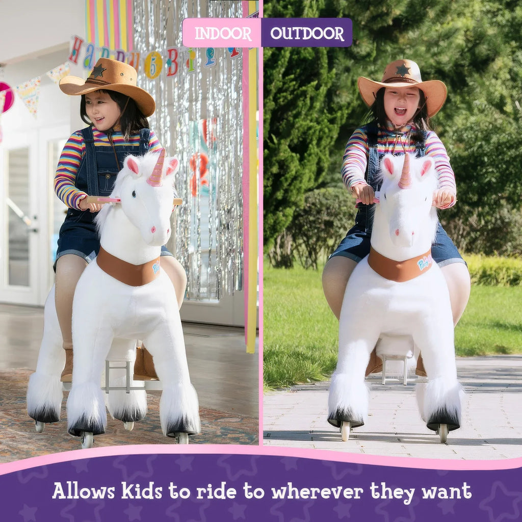 PonyCycle Mechanically Walking Ride-On White Unicorn - Ages 4-8 Years - TOYBOX Toy Shop