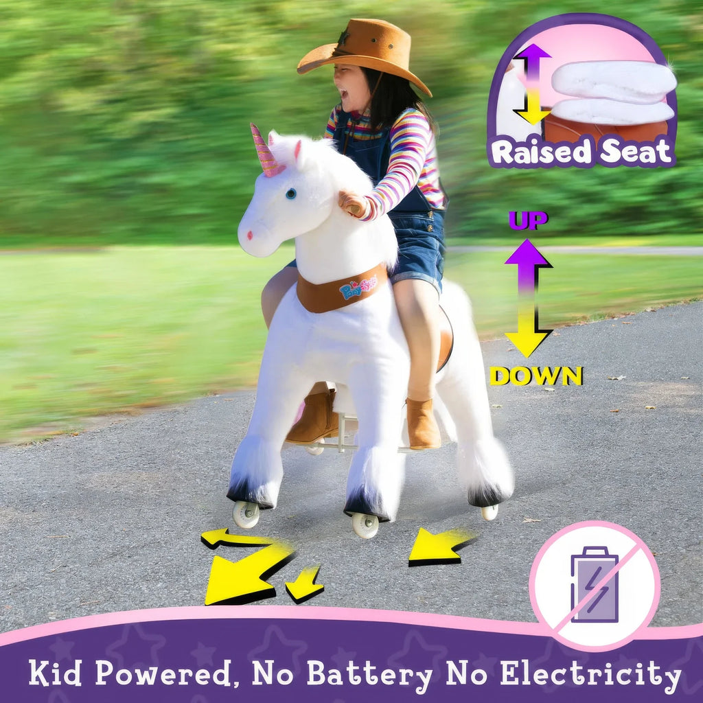PonyCycle Mechanically Walking Ride-On White Unicorn - Ages 4-8 Years - TOYBOX Toy Shop