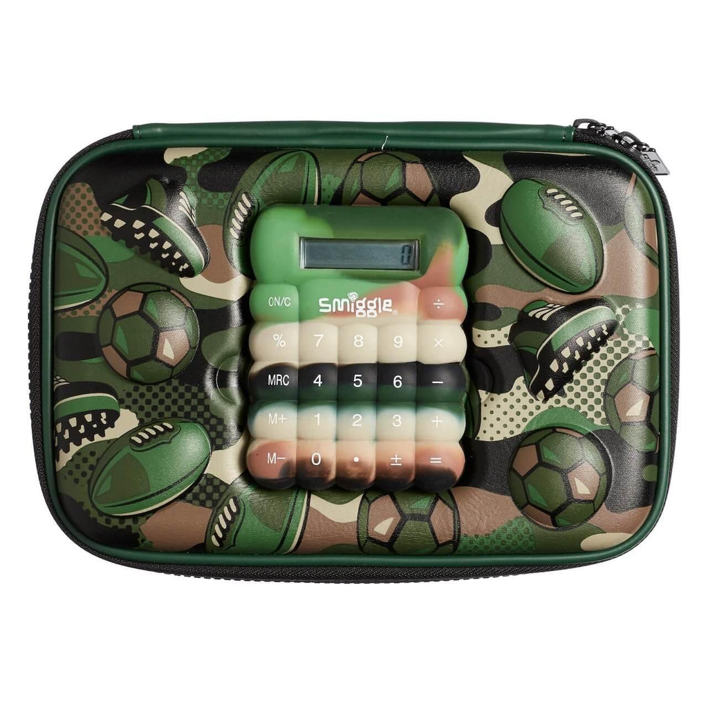 SMIGGLE Calculator Hardtop Pencil Case - Dark Green - TOYBOX Toy Shop