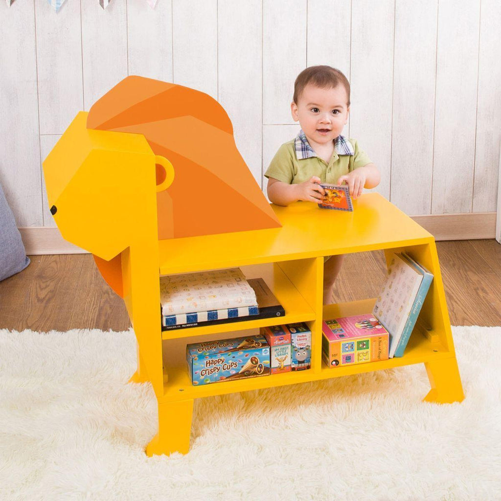 Teamson USA Zoo Kingdom Lion Toy Bookshelf - Yellow / Orange - TOYBOX Toy Shop