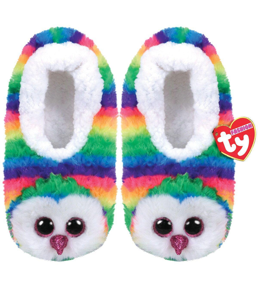 Ty Beanie Boo Slipper Socks - Owen Owl Rainbow - TOYBOX Toy Shop