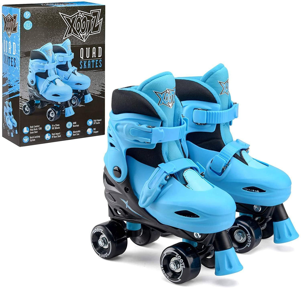 XOOTZ Boys Quad Skates, Beginner Adjustable Roller Skates, Blue/Black, Small - TOYBOX Toy Shop