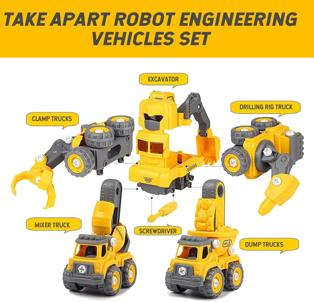 5-in-1 Construction Cars Transform Vehicle Robot - TOYBOX Toy Shop