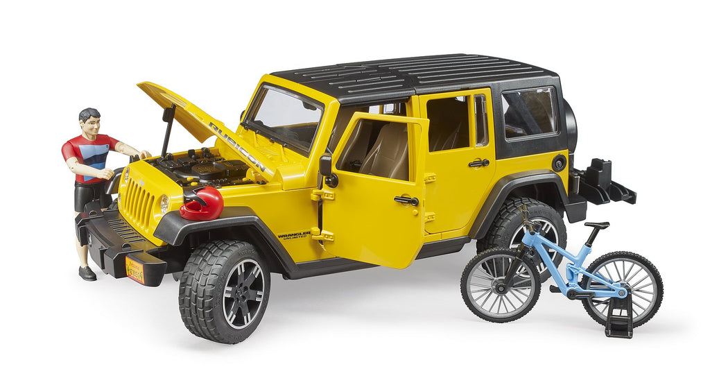BRUDER 02543 Jeep Wrangler Rubicon with Mountain Bike and Figure - TOYBOX Toy Shop