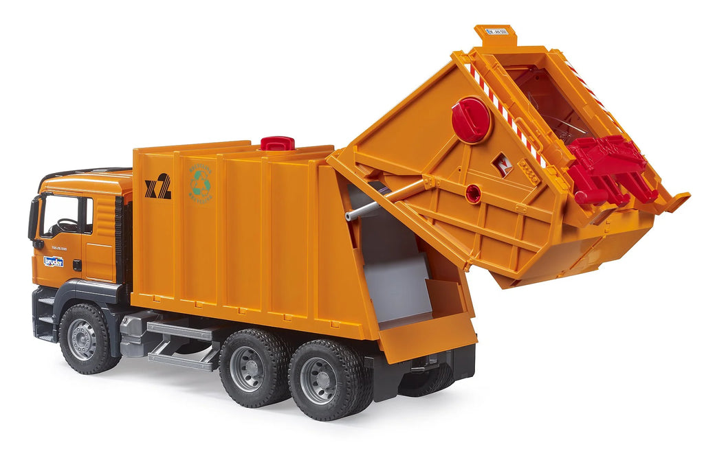 BRUDER MAN TGS Garbage Truck (orange) - TOYBOX Toy Shop