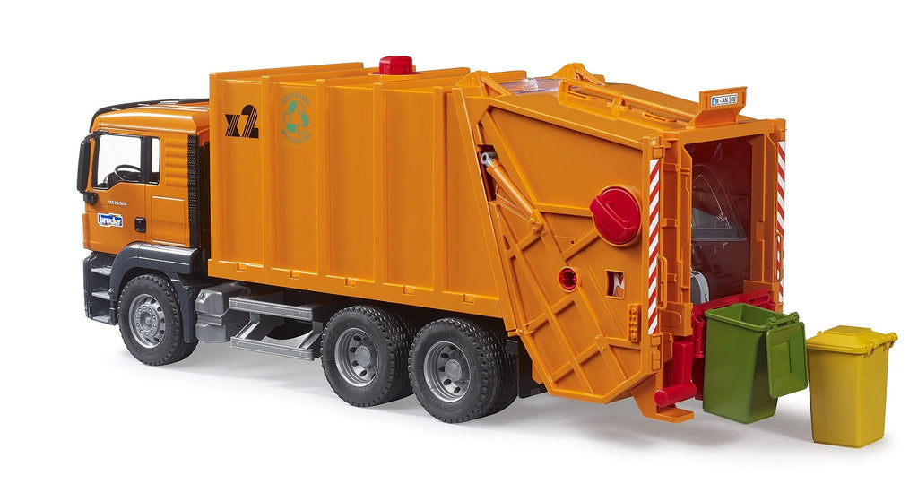 BRUDER MAN TGS Garbage Truck (orange) - TOYBOX Toy Shop