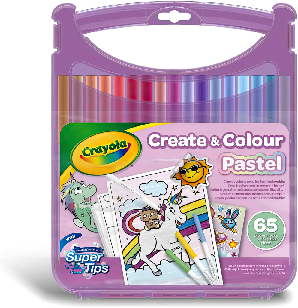 CRAYOLA Mini Washable Create & Colour Pastel Marker Pen Case 65pcs - TOYBOX Toy Shop