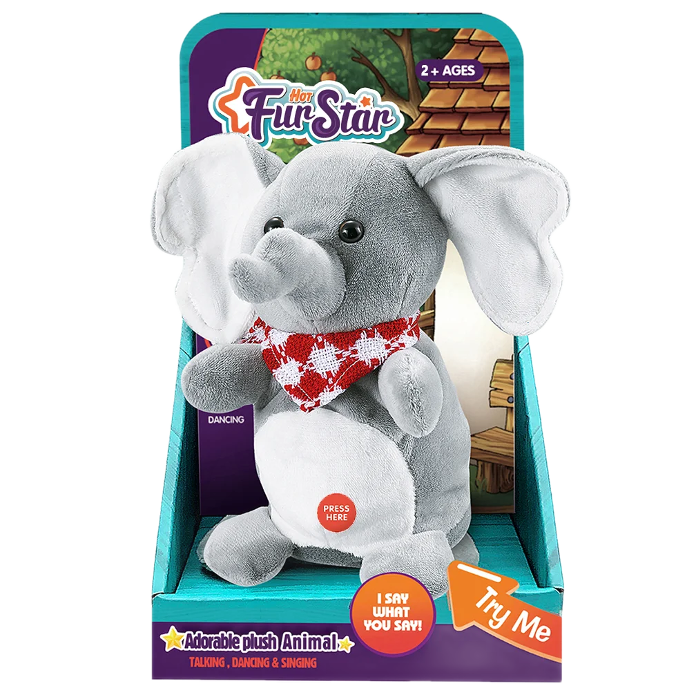 Interactive Elephant Plush Toy Talk Dance Sing and Record Fun