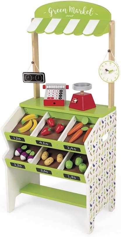 Janod Green Wooden Market Grocery - TOYBOX Toy Shop