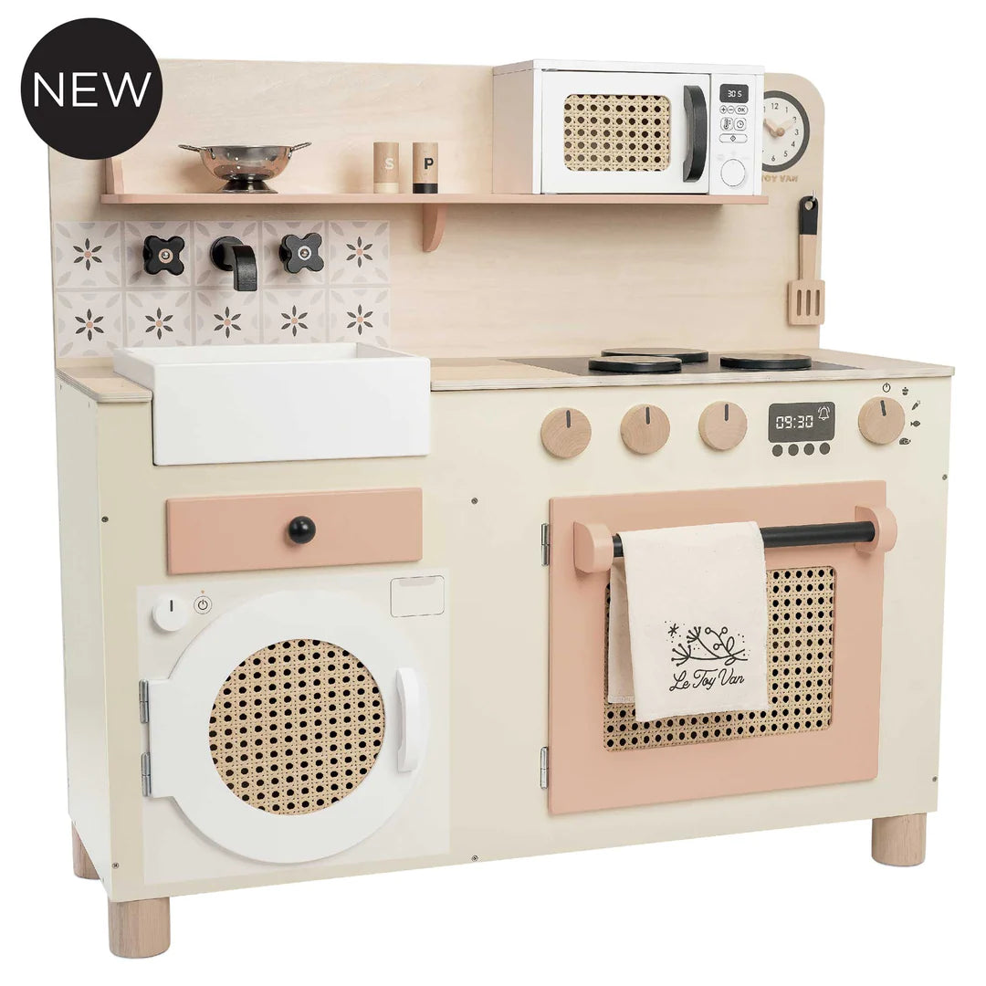 Tall wooden top play kitchen