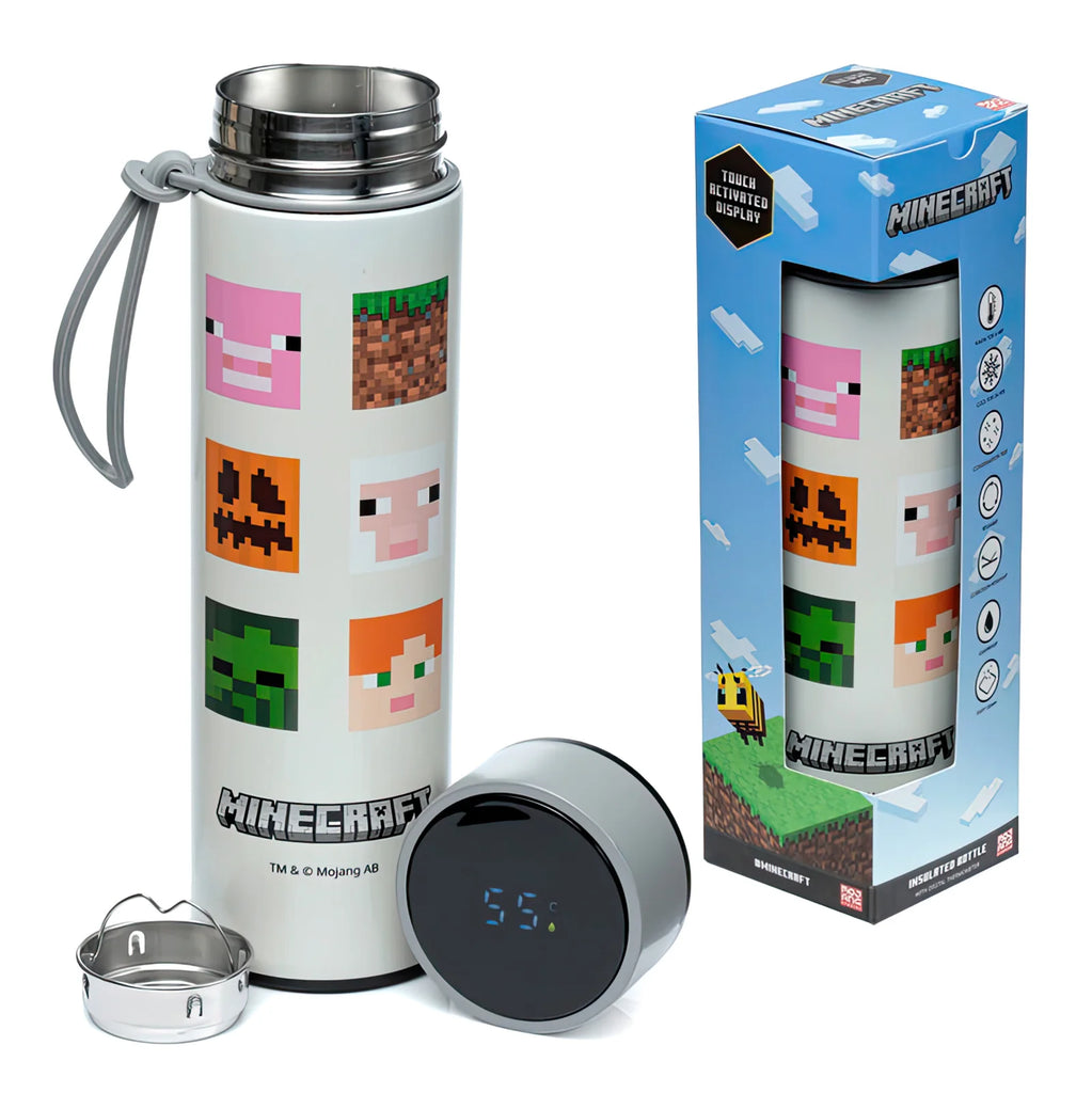 MINECRAFT Thermos Stainless Steel Bottle with Thermometer 450ml - TOYBOX Toy Shop