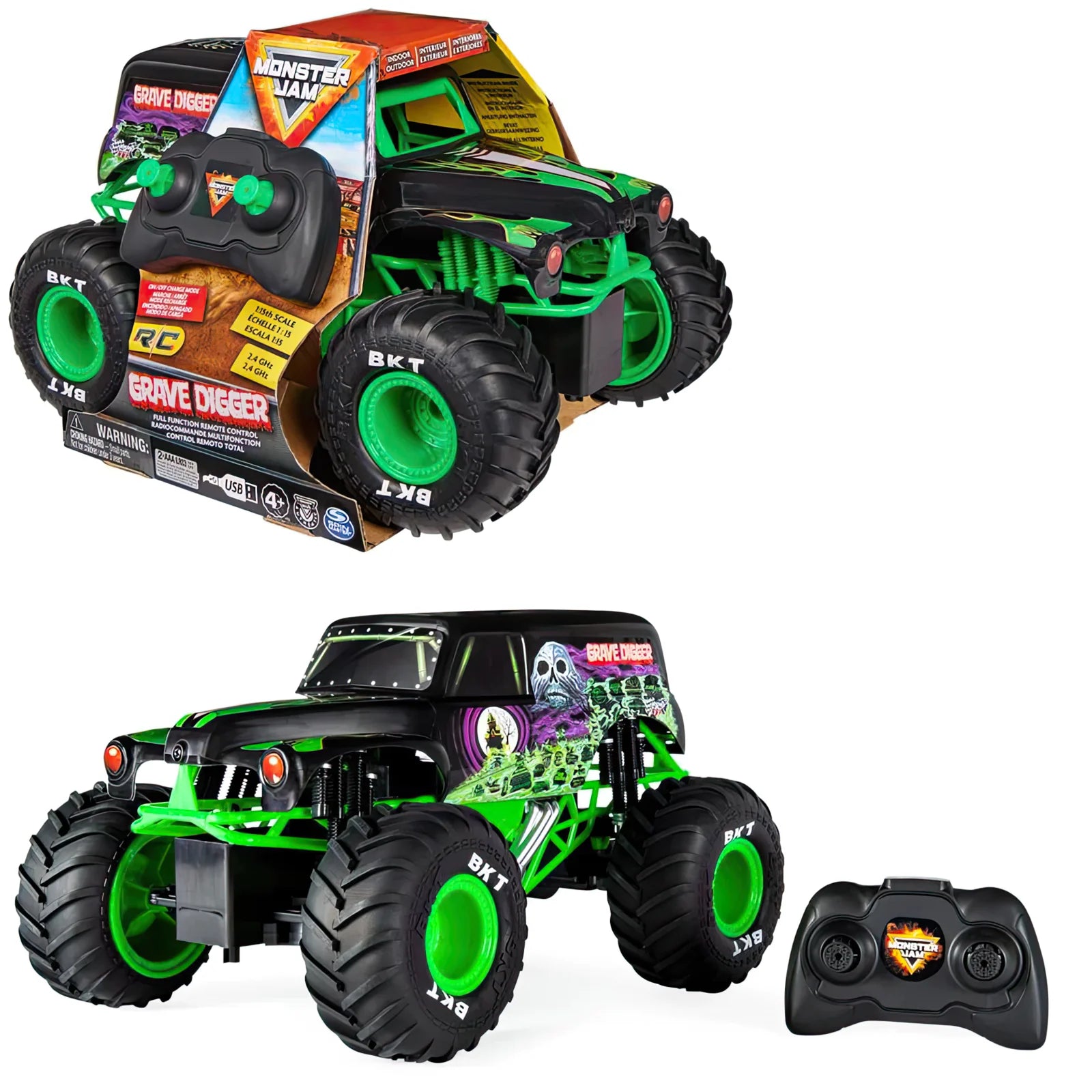 Monster Jam 1 15 Radio Control Grave Digger Remote Control Monster Tru TOYBOX