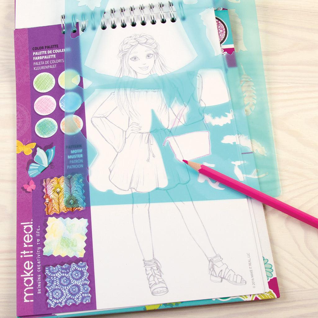 Make it Real Fashion Design Sketchbook & Stickers - Blooming Creativity - TOYBOX Toy Shop