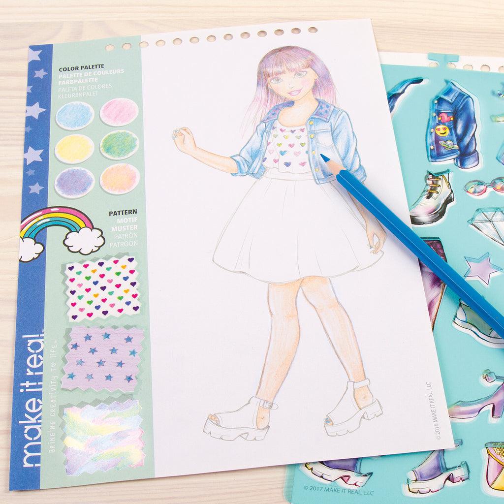 Make it Real Fashion Design Stickers & Sketchbook: Digital Dream - TOYBOX Toy Shop