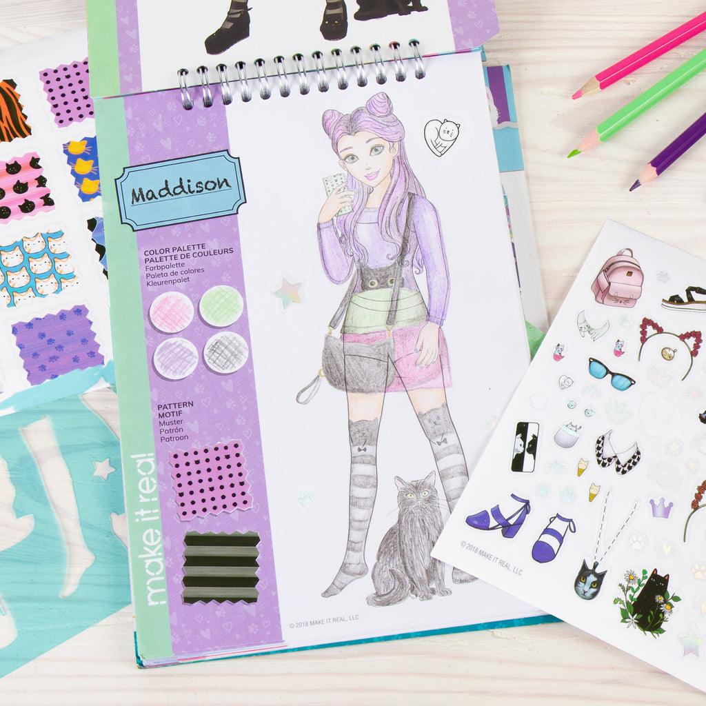 Make it Real Fashion Design Stickers & Sketchbook: Pretty Kitty - TOYBOX Toy Shop