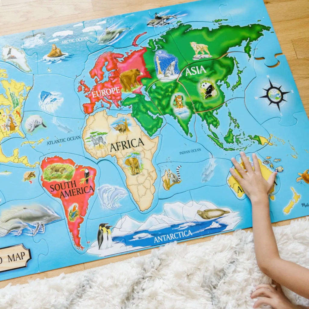 Melissa & Doug 10446 World Map Jumbo Jigsaw Floor Puzzle - TOYBOX