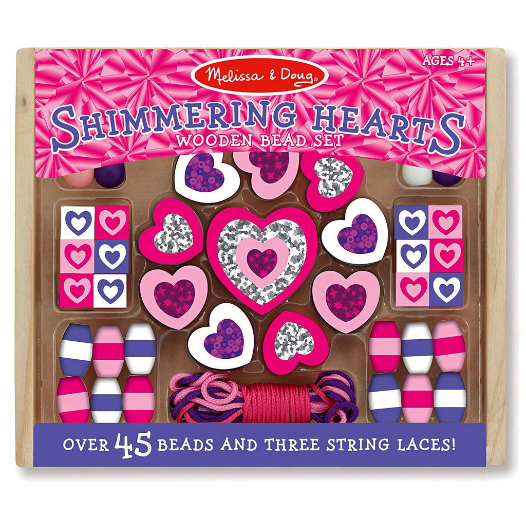 Melissa & Doug 19495 Shimmering Hearts Wooden Bead Set - TOYBOX Toy Shop