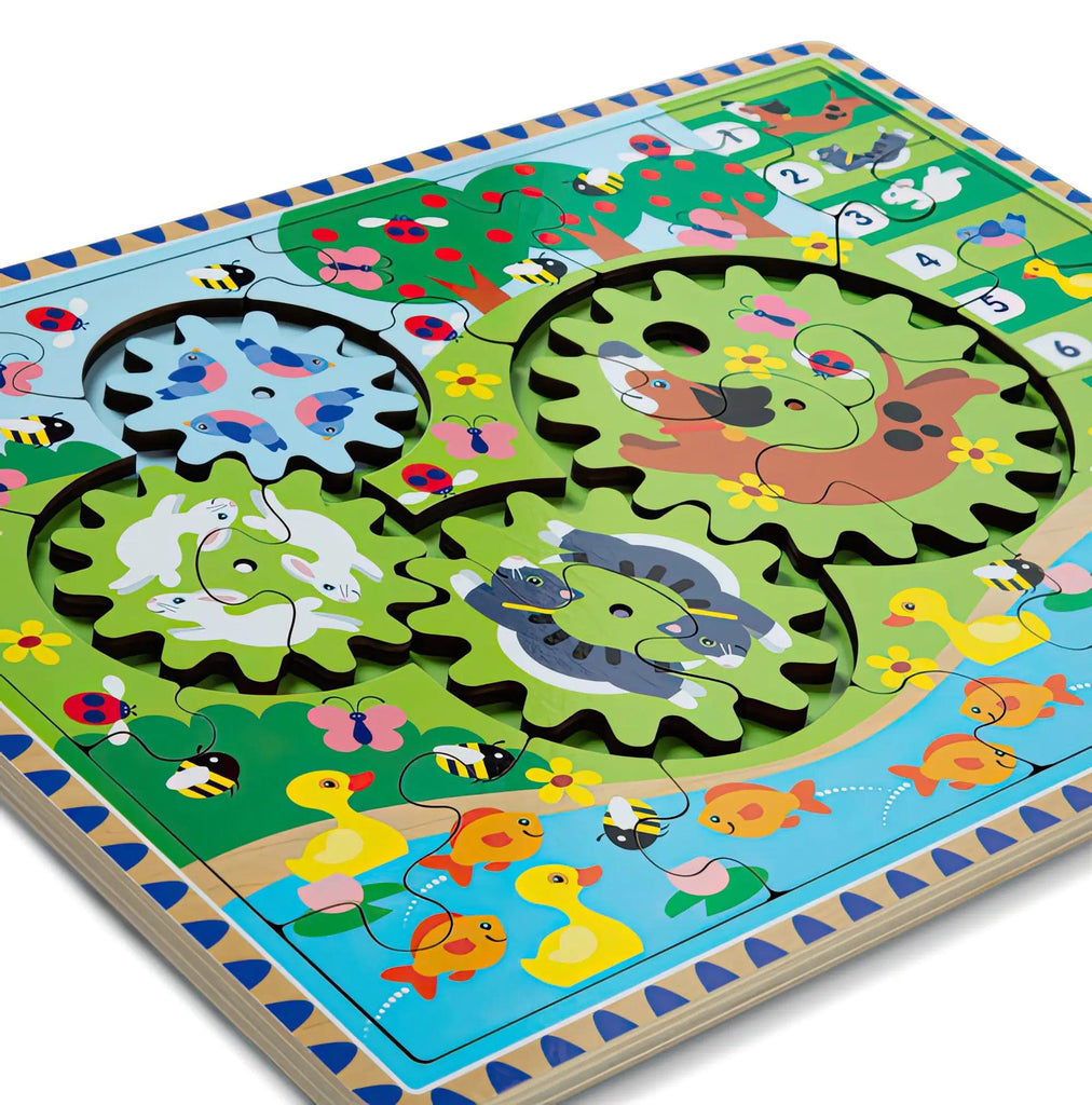 Melissa & Doug Animal Chase I-Spy Wooden Gear Puzzle - TOYBOX Toy Shop