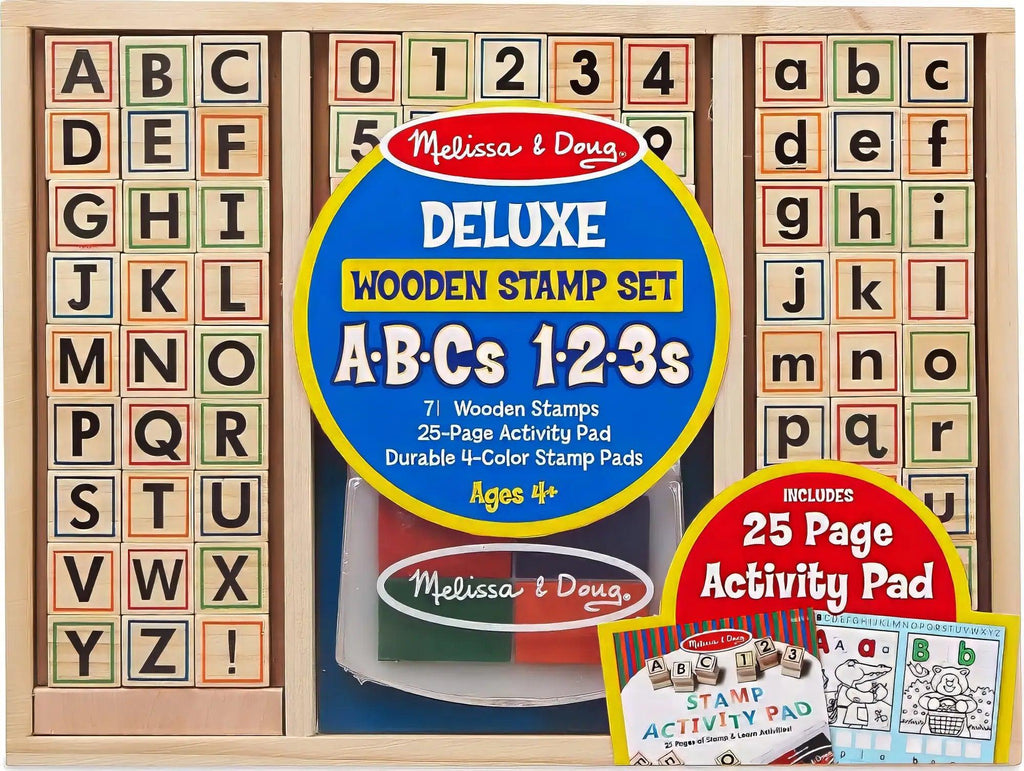 Melissa & Doug Deluxe Wooden Stamp Set - ABC 123 - TOYBOX
