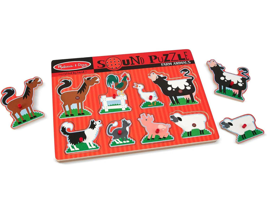 Melissa & Doug 10726 Wooden Farm Animals Sound Puzzle - TOYBOX Toy Shop