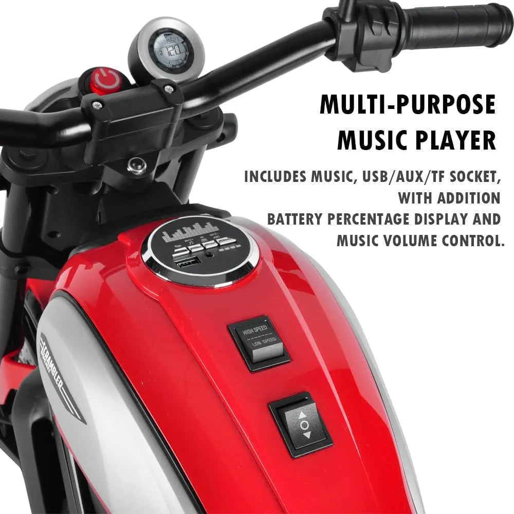 Moto Ducati Scrambler Electric 12V Battery Powered 3-Wheel Motorbike Ride-on - TOYBOX Toy Shop