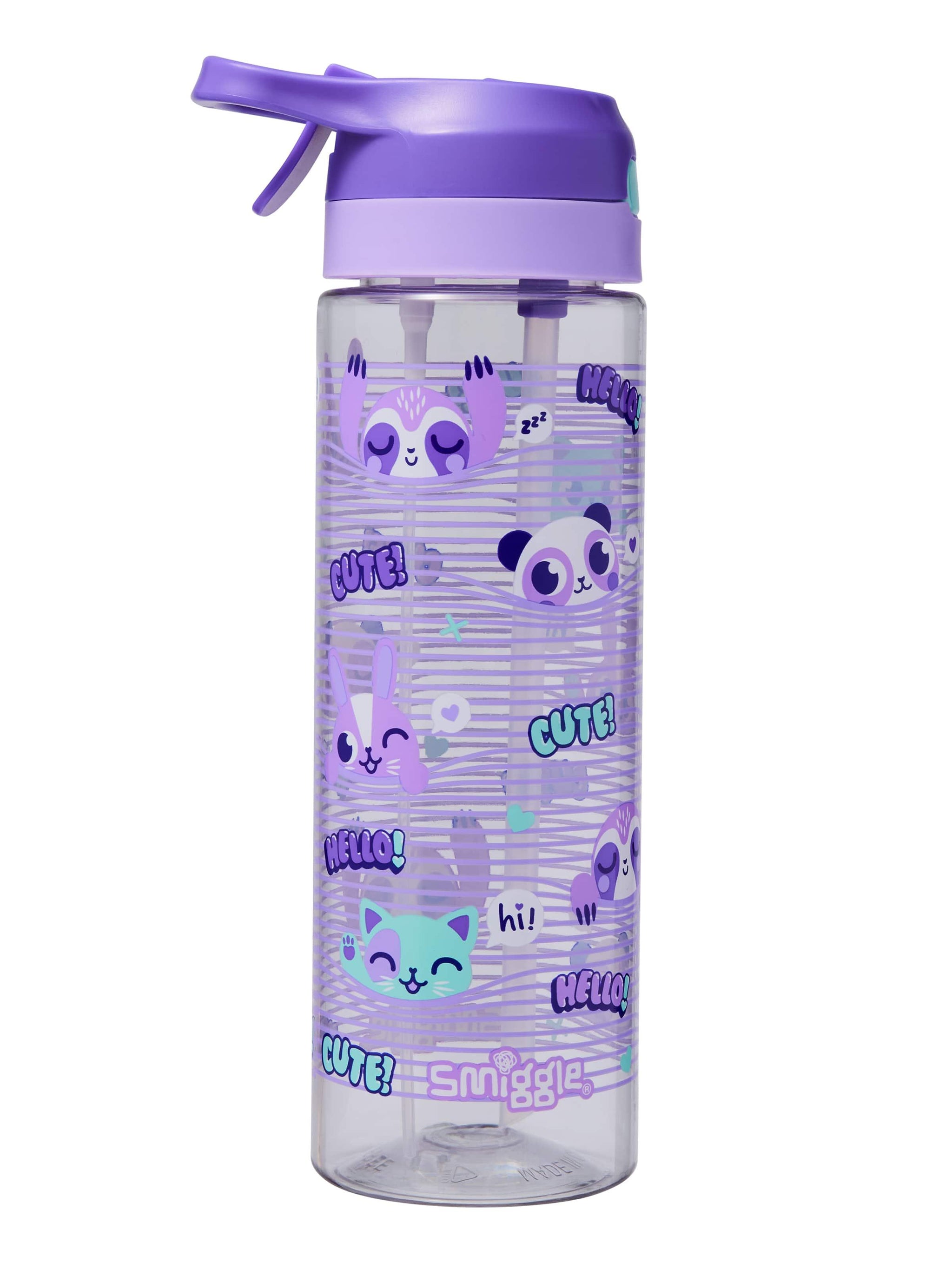 SMIGGLE Gush Flip Top Spritz Plastic Drink Bottle 700Ml Purple
