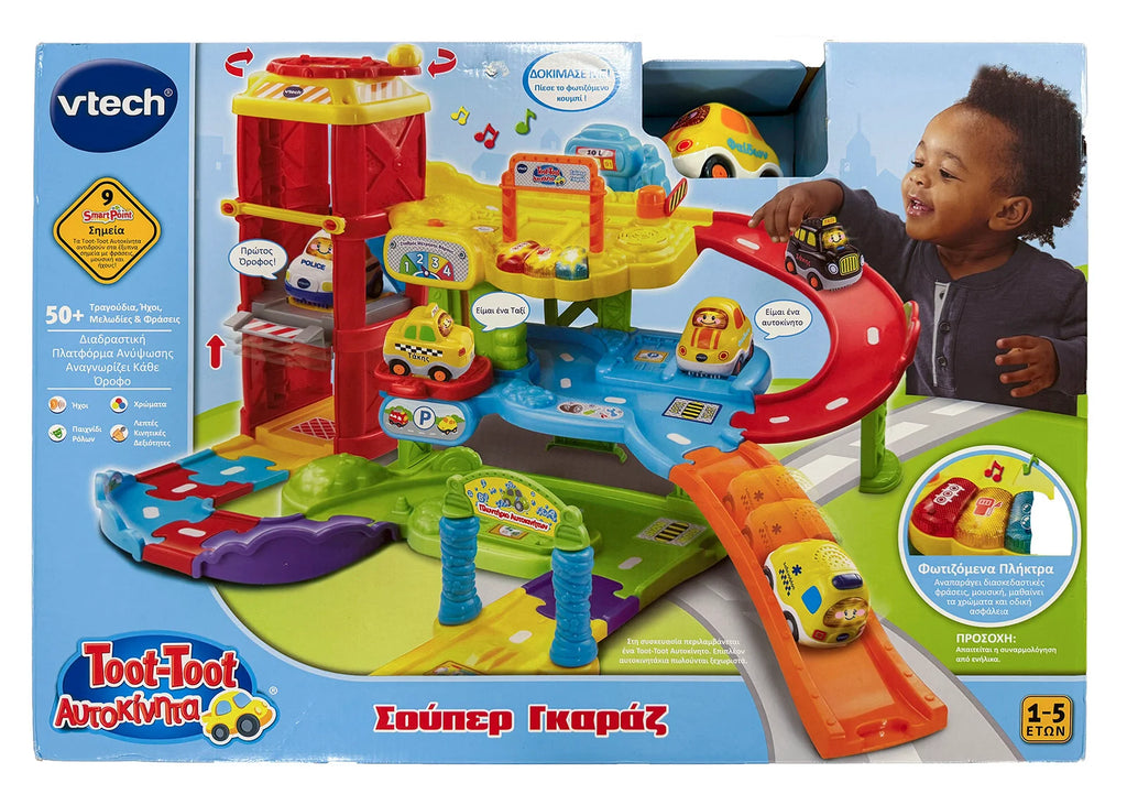 VTech Go! Go! Smart Wheels - Park & Learn Deluxe Garage - Greek - TOYBOX Toy Shop