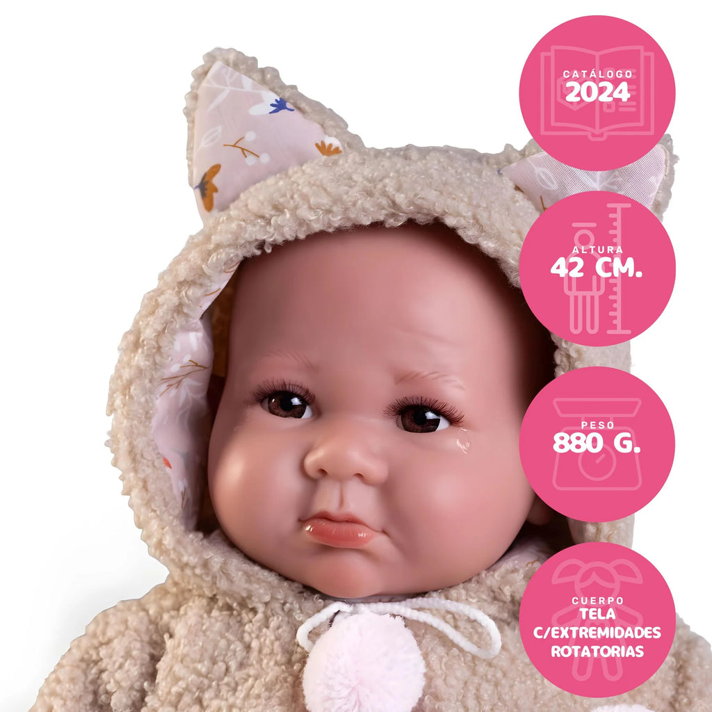 Antonio Juan 33362 Newborn Luca Doll 42cm with Sheepskin Jacket - TOYBOX Toy Shop