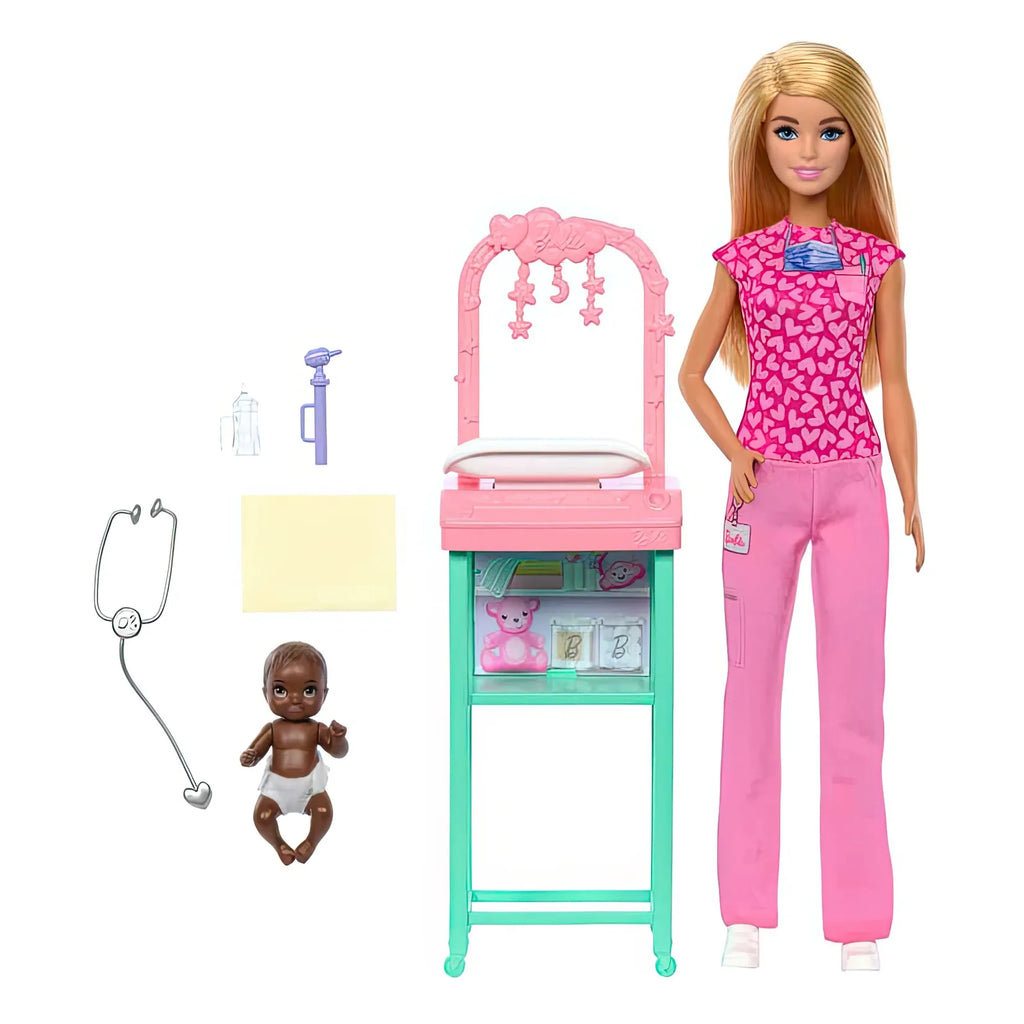 Barbie Baby Doctor Doll with Blonde Fashion Doll Playset