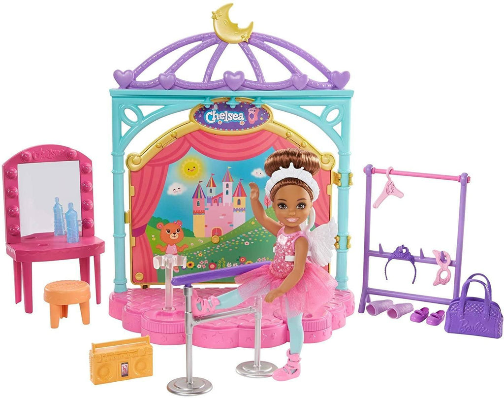 Barbie Club Chelsea Doll and Ballet Playset (6-in Brunette) with Accessories - TOYBOX