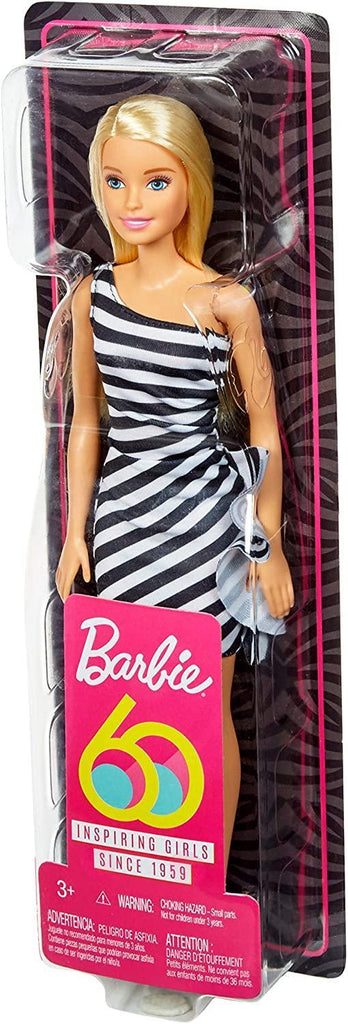 Barbie GJF85 Black-and-White Striped Party Dress Playset - TOYBOX Toy Shop