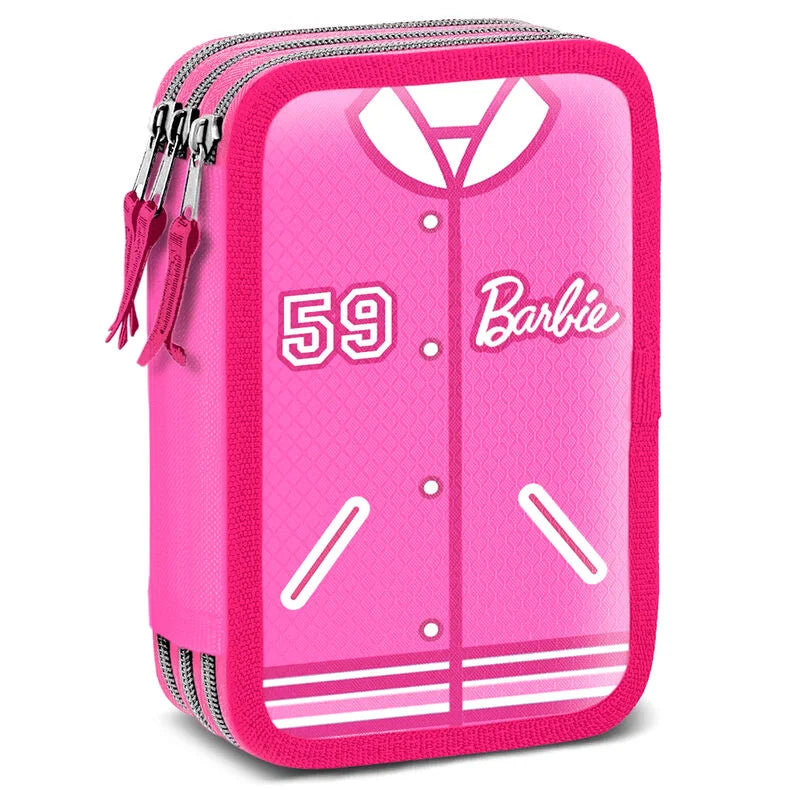 Barbie Pink Triple Filled Pencil Case - Barbie Varsity - TOYBOX Toy Shop