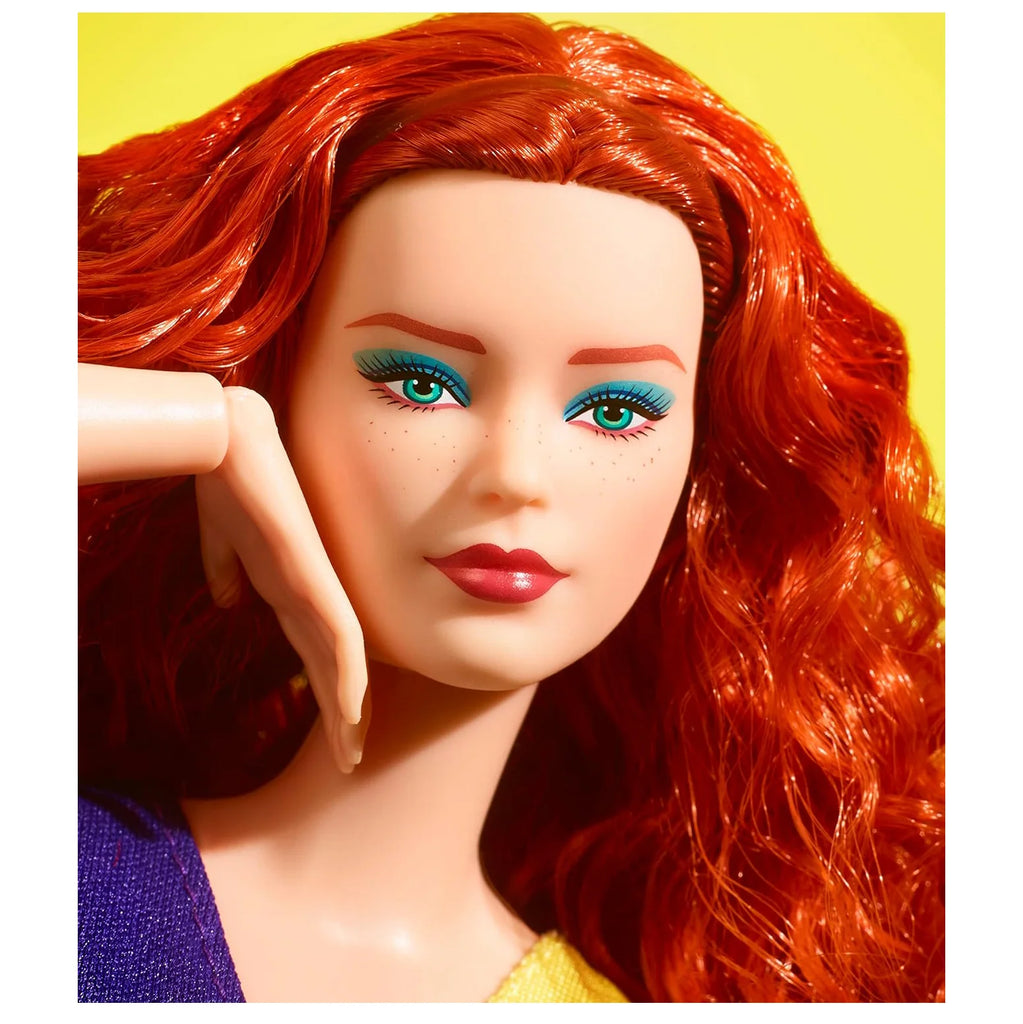 Barbie Signature Looks Doll, Curly Red Hair, Color Block Outfit With Miniskirt - TOYBOX Toy Shop