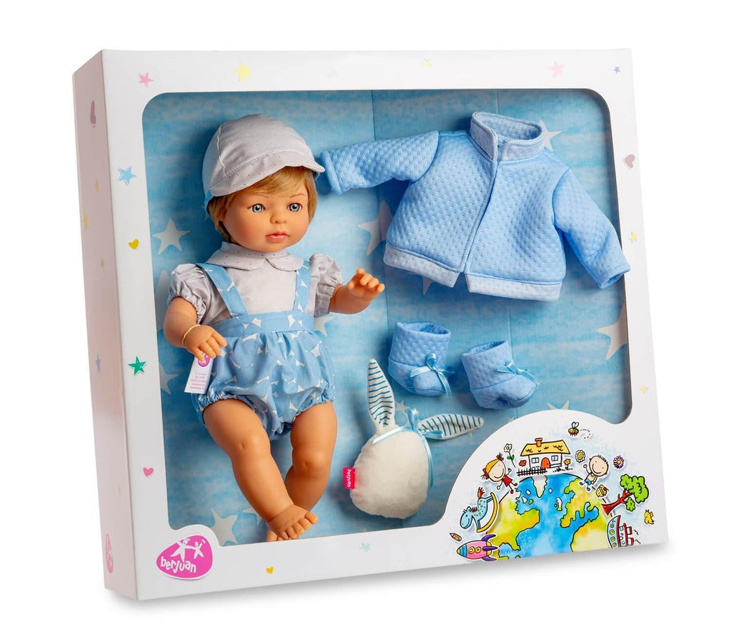Berjuan 12190 Interactive Crying baby Doll 38cm With Extra Outfit - Blue - TOYBOX Toy Shop