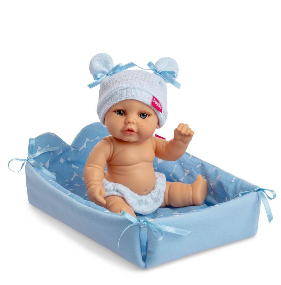 Berjuan 20107 Mini Baby Doll 24cm With Changing Basket - Blue - TOYBOX Toy Shop