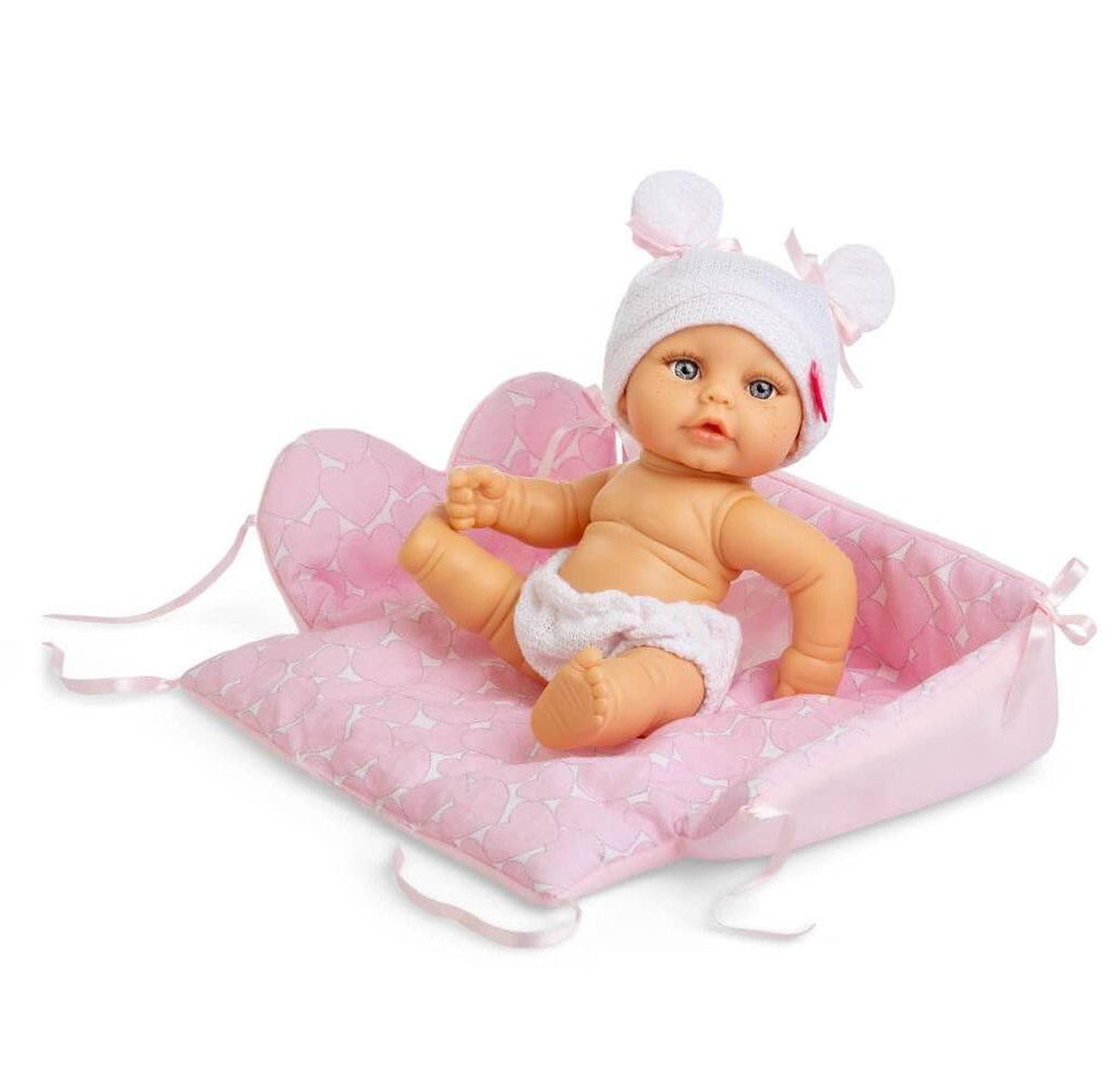 Berjuan 20108 Mini Baby Doll 24cm With Changing Basket - Pink - TOYBOX Toy Shop