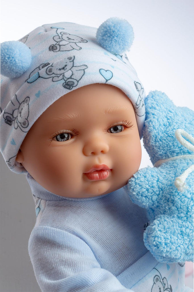 Berjuan 498 Baby Smile Pyjama Doll 34cm - Blue - TOYBOX Toy Shop