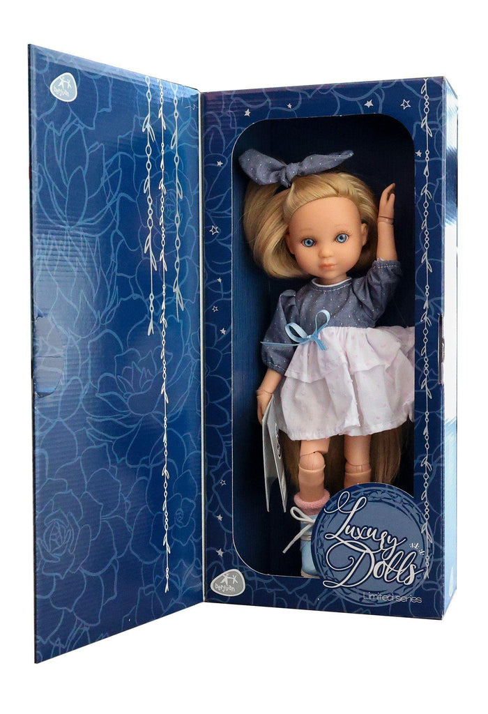 Berjuan Doll 5821 - 35cm Luxury Dolls - Eva Articulated With Gray And White Dress - TOYBOX Toy Shop
