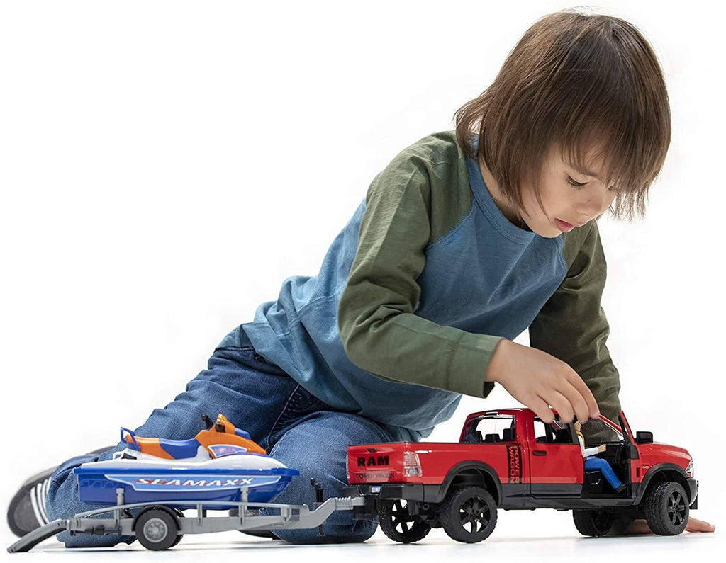 BRUDER 02503 Power Wagon with Trailer and Personal Water Craft with Driver - TOYBOX Toy Shop