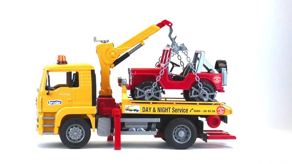 BRUDER 02750 MAN TGA Tow Truck with Cross-Field Vehicle - TOYBOX Toy Shop